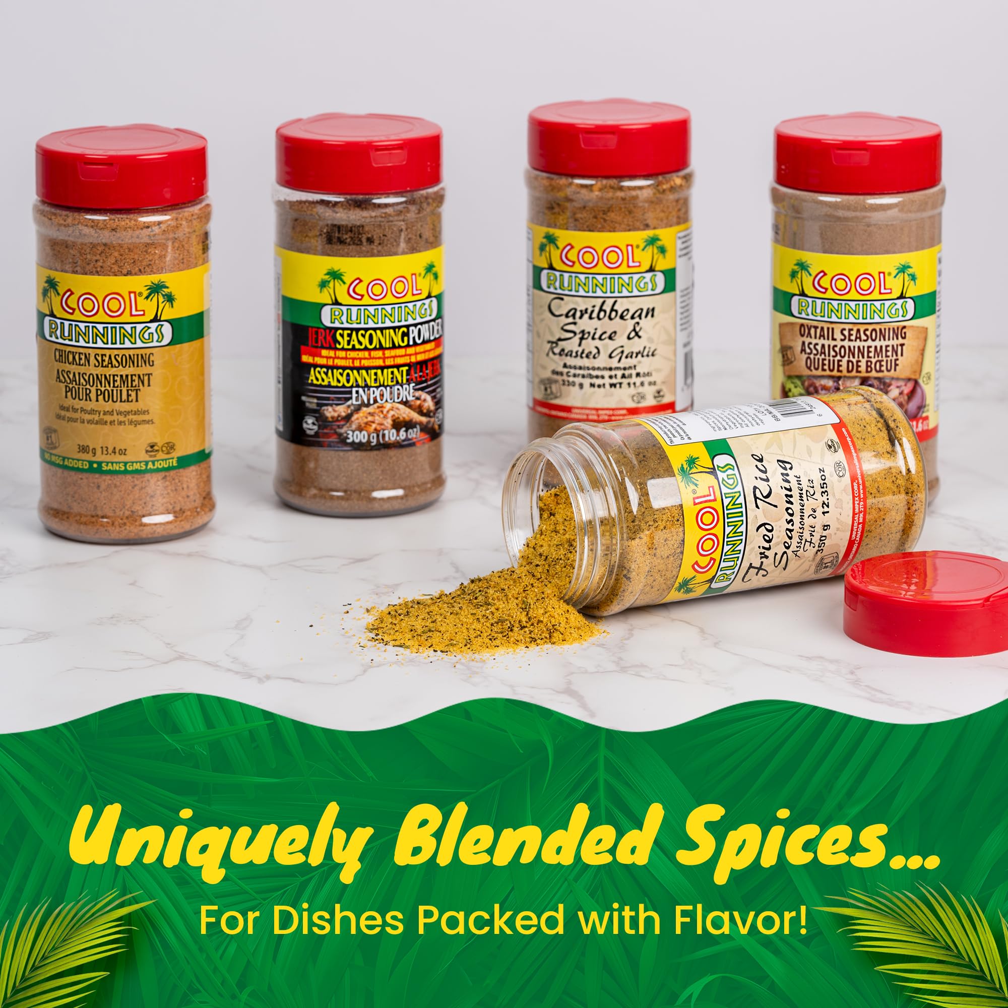 Cool Runnings Caribbean Spice & Roasted Garlic 330g - Used for Grilling, Roasting, and Marinating Meats, Seafood, and Vegetables, Perfect