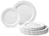 " OCCASIONS " 120 Plates Pack,(60 Guests) Vintage Wedding Party Disposable Plastic Plates Set -60 x 10'' Dinner + 60 x 7.5'' Salad/Dessert (Verona