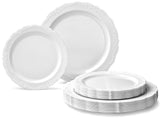 " OCCASIONS " 120 Plates Pack,(60 Guests) Vintage Wedding Party Disposable Plastic Plates Set -60 x 10'' Dinner + 60 x 7.5'' Salad/Dessert (Verona