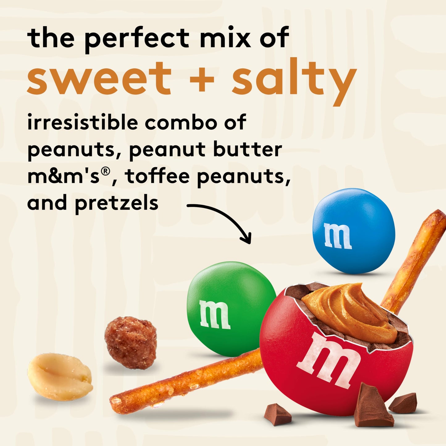 Snak Club Peanut Butter Chocolate Trail Mix with Peanuts, Peanut Butter M&M’S, Toffee Peanuts, and Pretzels, 20 oz Resealable Bag
