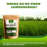 CEYLONFLAVORS FRESH AND PURE Organic Premium Grade Dried Lemon Grass Cut, harvested from a Organic Farm in Sri Lanka 2 oz/56g