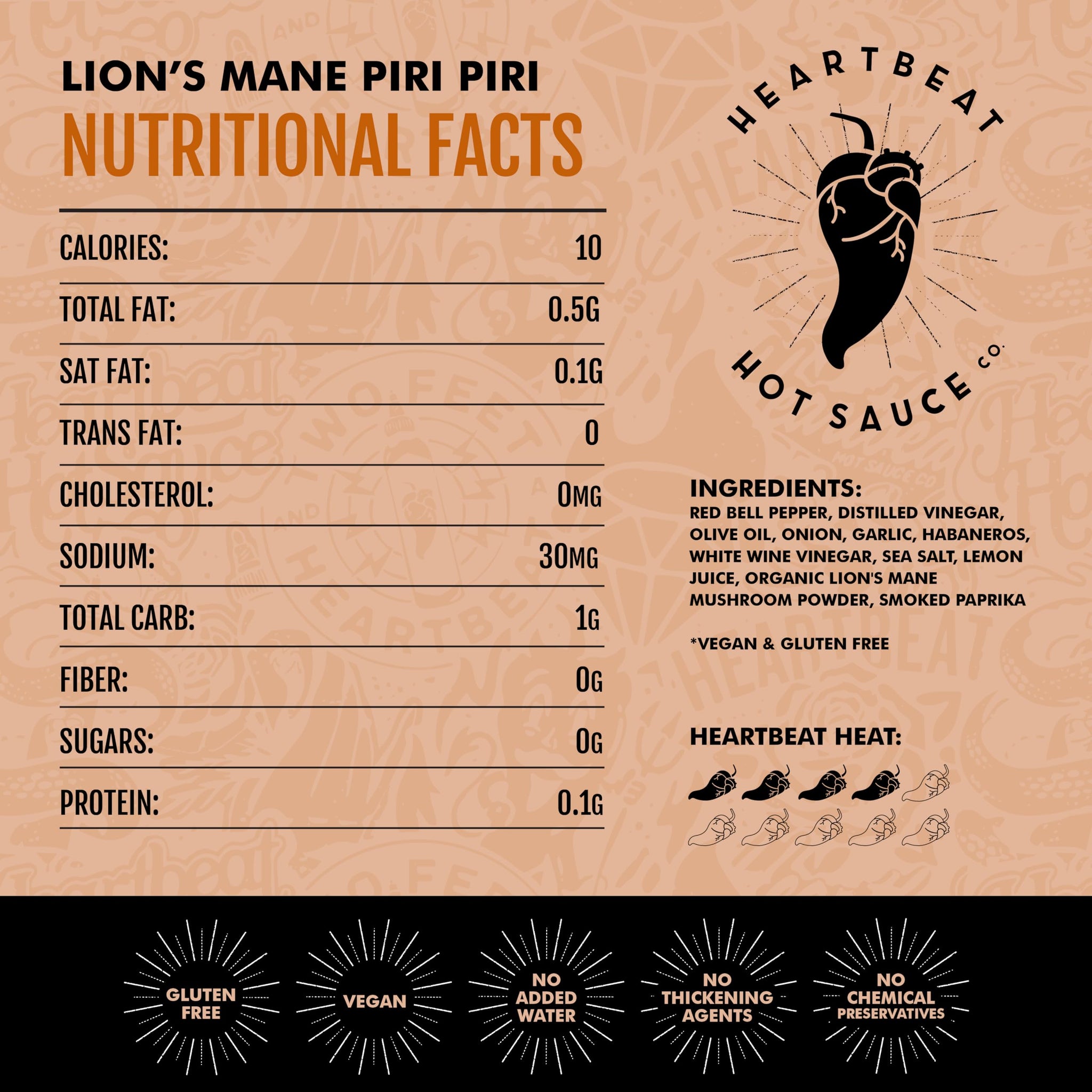 Heartbeat Hot Sauce Co. | Lion's Mane Piri Piri, 6 oz.