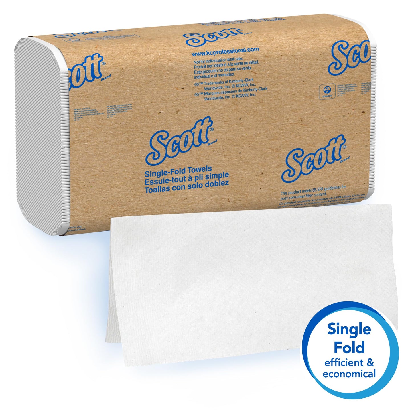 Scott Professional Essential Single-Fold Paper Towels, Bulk (01700), White (250 Sheets/Pack, 16 Packs/Case, 4,000 Sheet Total)