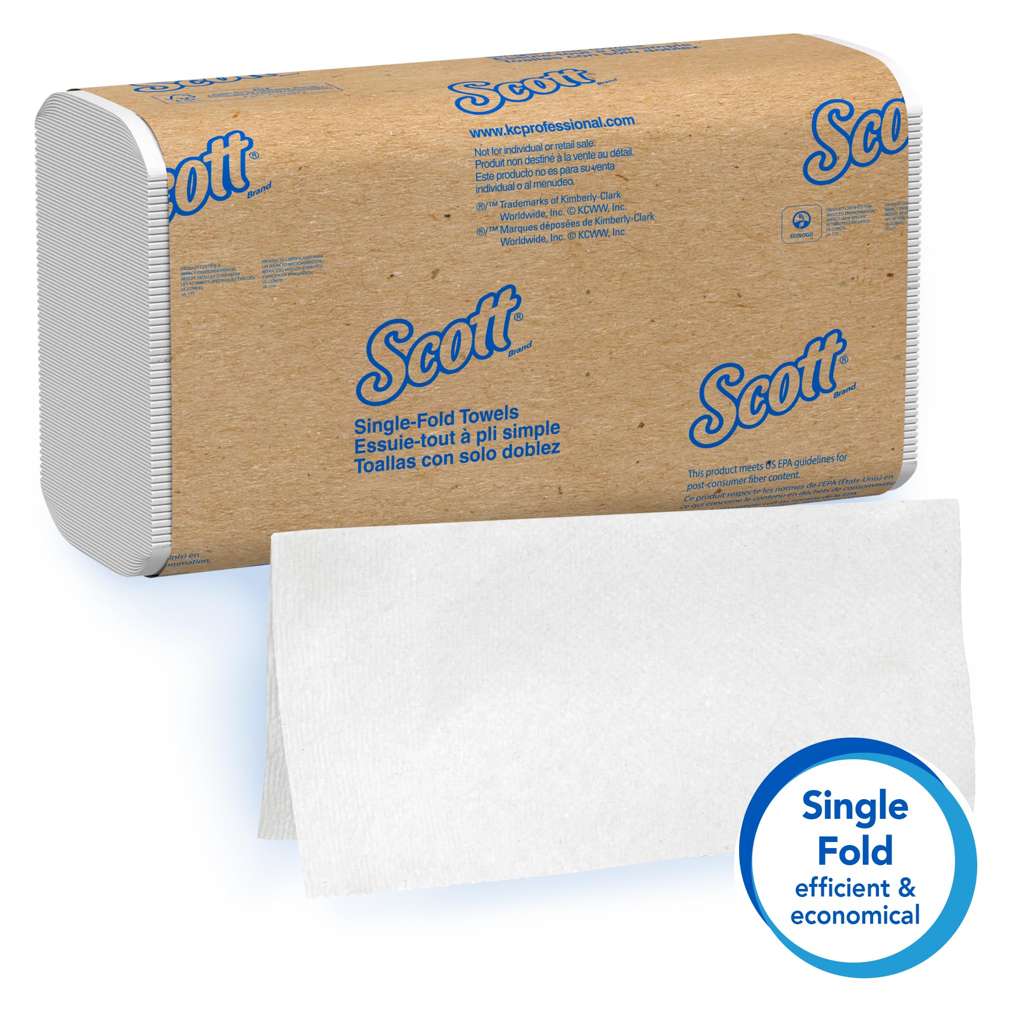 Scott Professional Essential Single-Fold Paper Towels, Bulk (01700), White (250 Sheets/Pack, 16 Packs/Case, 4,000 Sheet Total)