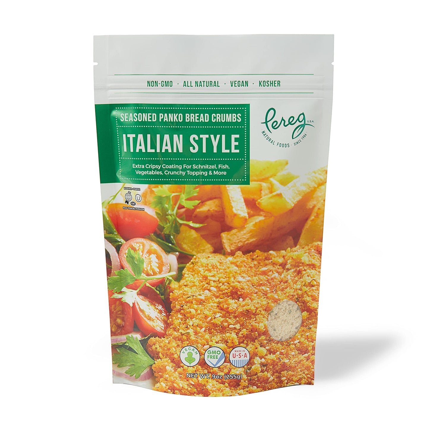 Pereg Italian Style Panko Bread Crumbs - 9 Oz - Italian Seasoning - Natural Ingredients - Breadcrumbs for Coating & Stuffing - Crispy Coating for Schnitzel, Vegetables, Seafood, Poultry, Meat - Kosher