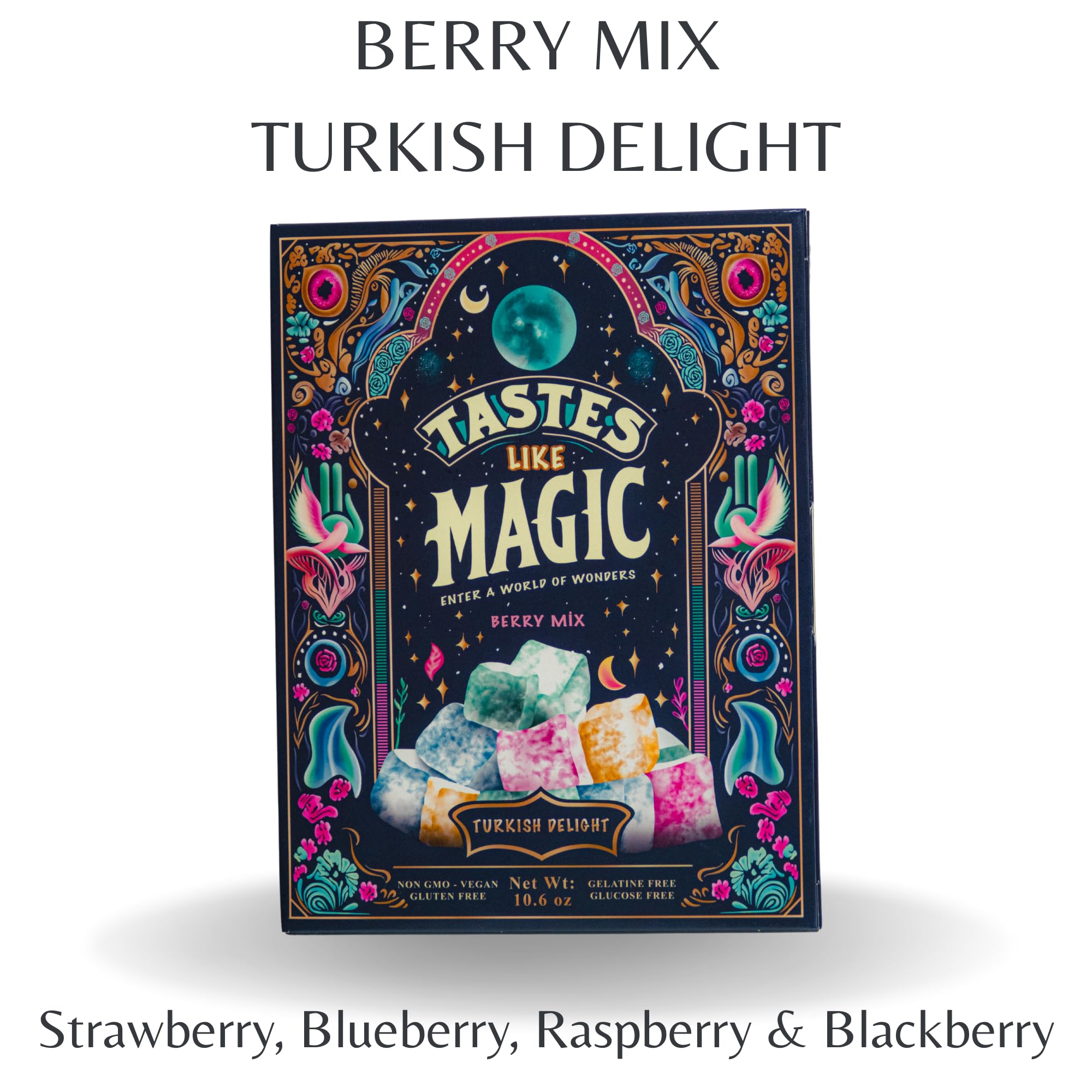 Turkish Delight, Berry Mix, Vegan, Gluten Free, Non-GMO, 10.6 oz Strawberry, Raspberry, Blackberry, Blueberry Turkish Delight