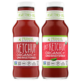 Primal Kitchen Organic Ketchup Variety Pack, Original Unsweetened and Spicy, No Cane Sugar or Corn Syrup, 11.3 Ounces, Pack of 2