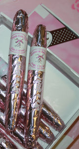 Custom Pink It's a Girl Chocolate Cigars Box of 24 with Personalized Bands