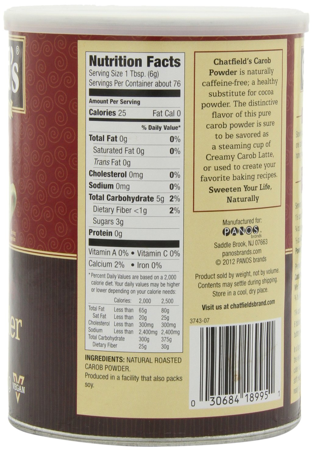 Chatfields Carob Powder, 16-Ounce (Pack of 3)