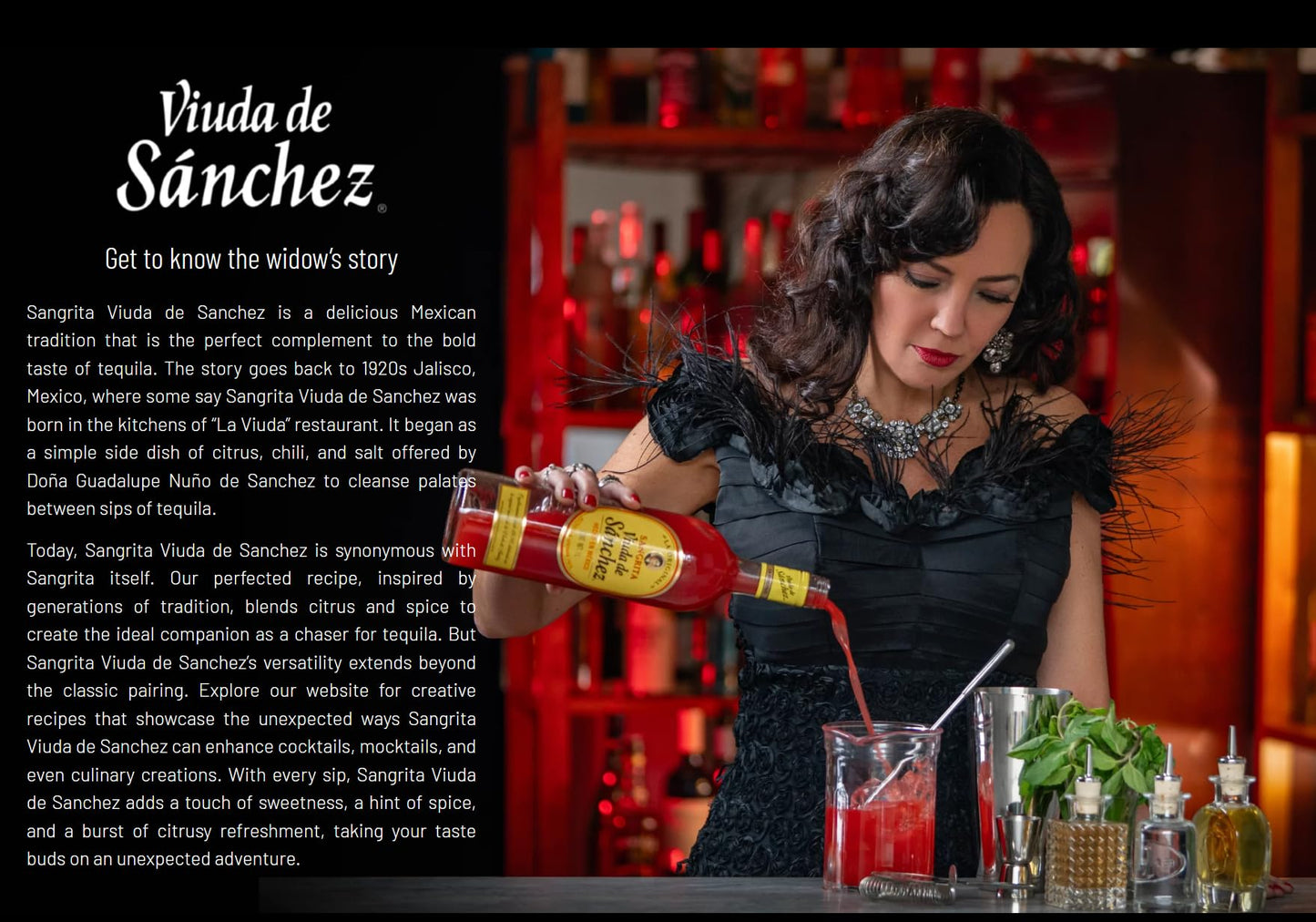 Viuda de Sanchez Sangrita, 1 Liter Bottle - Authentic Mexican Chaser with Citrus, Chili & Spice - Classic Sangrita for Cocktails, Mezcal & Culinary