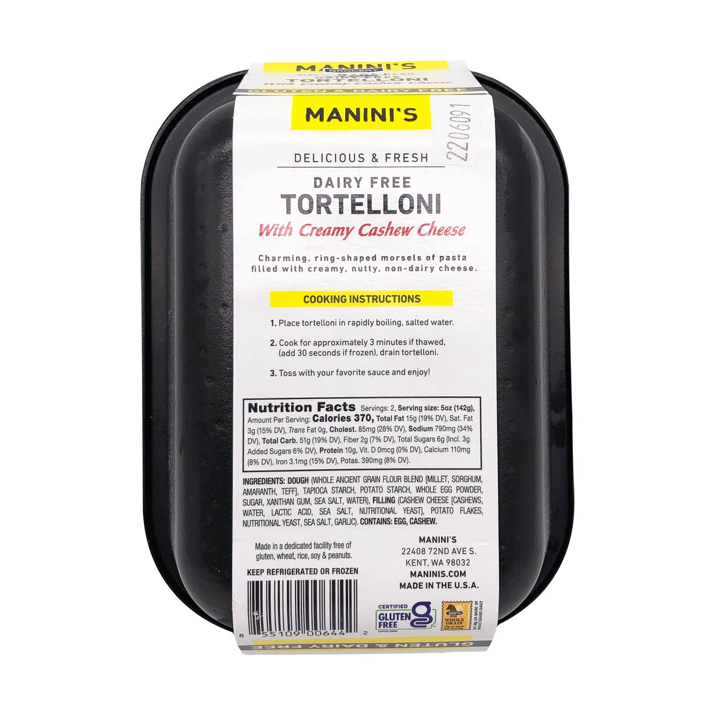 Maninis Gluten Free Dairy Free Tortelloni, 10 OZ