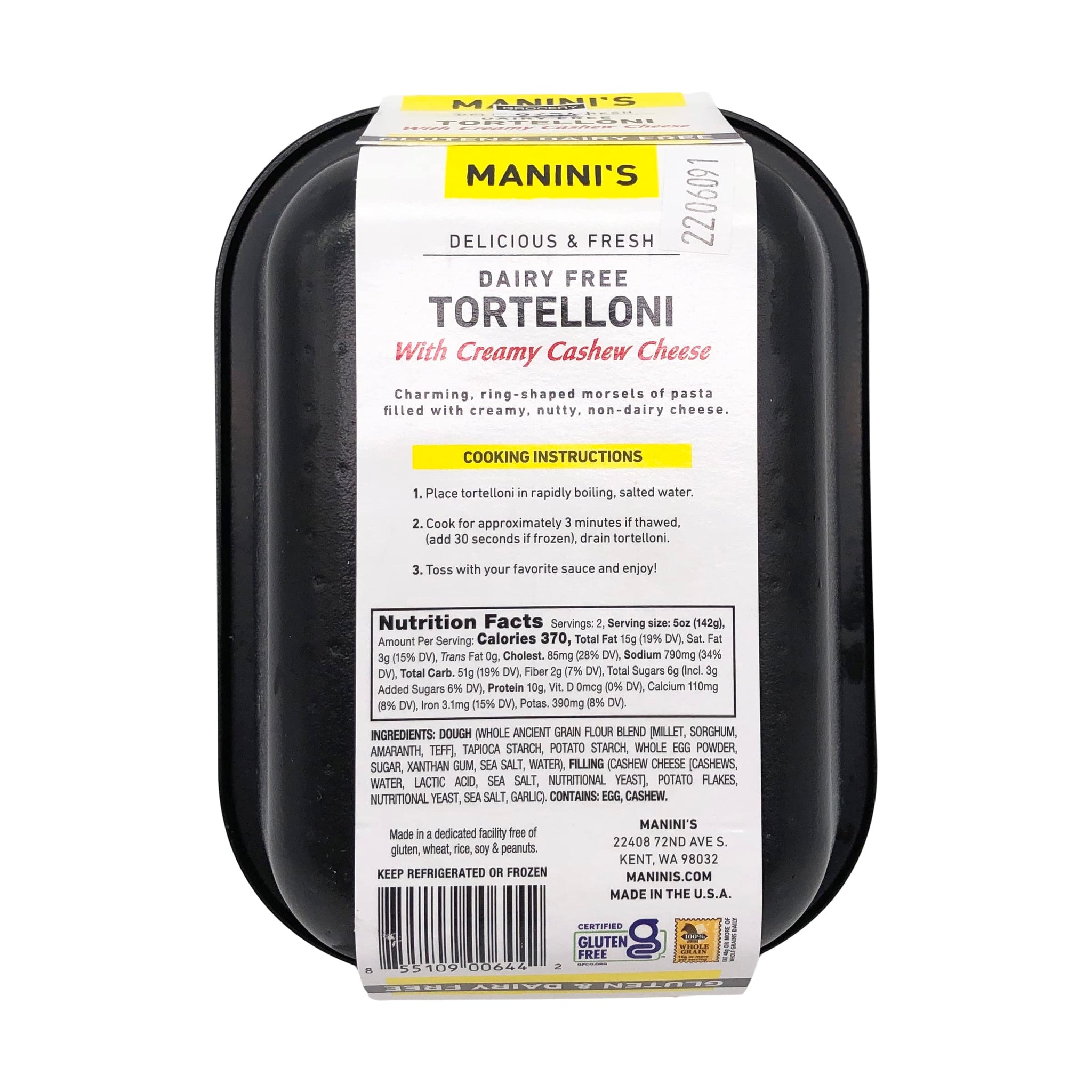 Maninis Gluten Free Dairy Free Tortelloni, 10 OZ