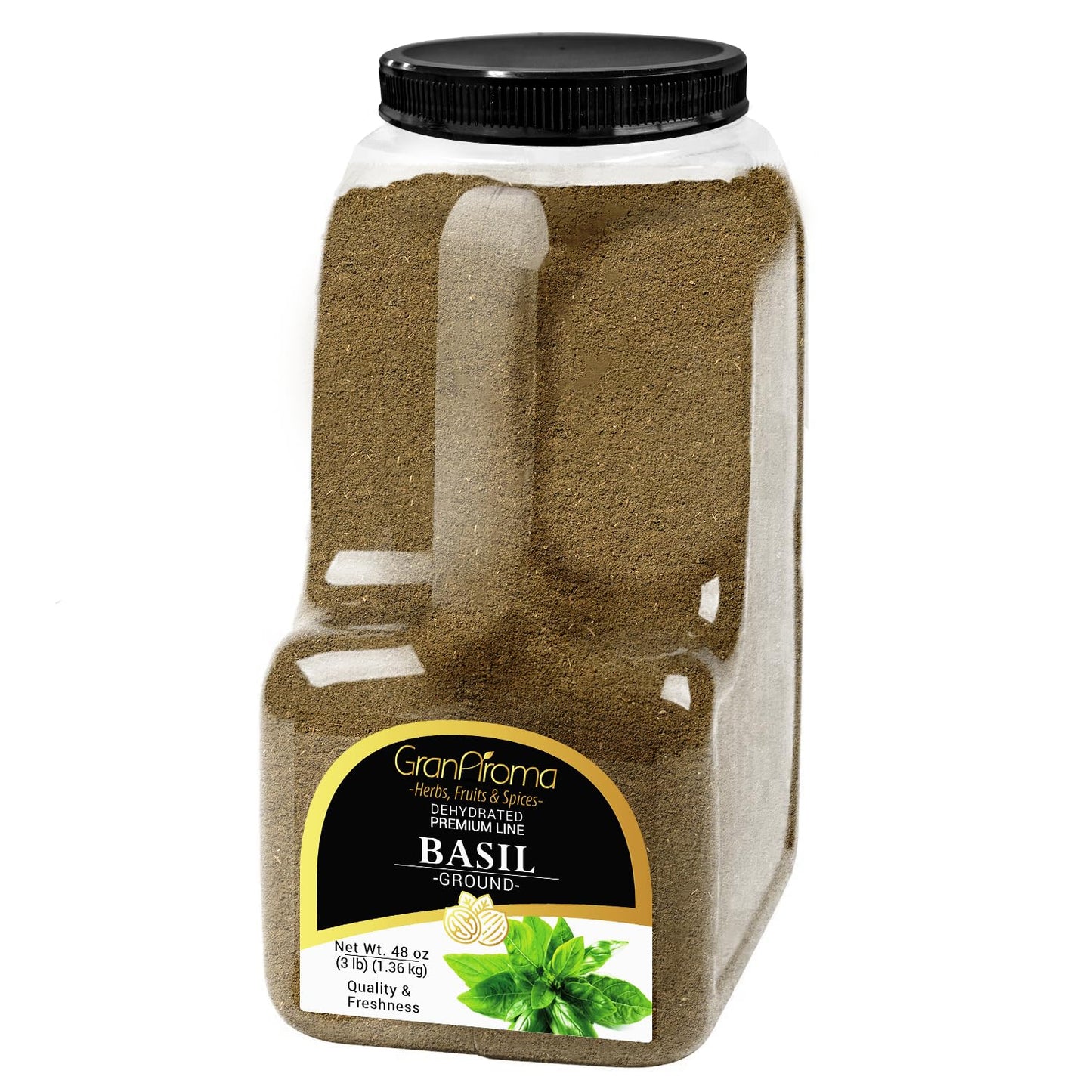 GranAroma Ground Basil, Peppery Flavor, Sauces & Dressings, Fine Ground (3 Pound)