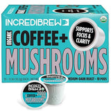 Incredibrew Organic Mushroom Coffee Pods, Keto Friendly with No Sugar; 2000mg Mushrooms (Lion's Mane, Chaga, Reishi, Miatake, Shiitake); Medium-Dark
