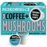 Incredibrew Organic Mushroom Coffee Pods, Keto Friendly with No Sugar; 2000mg Mushrooms (Lion's Mane, Chaga, Reishi, Miatake, Shiitake); Medium-Dark