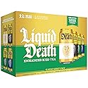 Liquid Death Iced Tea - Classic Variety, Less Sugar*, Boost of Caffeine, B Vitamins, No Artificial Sweeteners, 4 Flavors: Tea/Lemonade, Unsweet