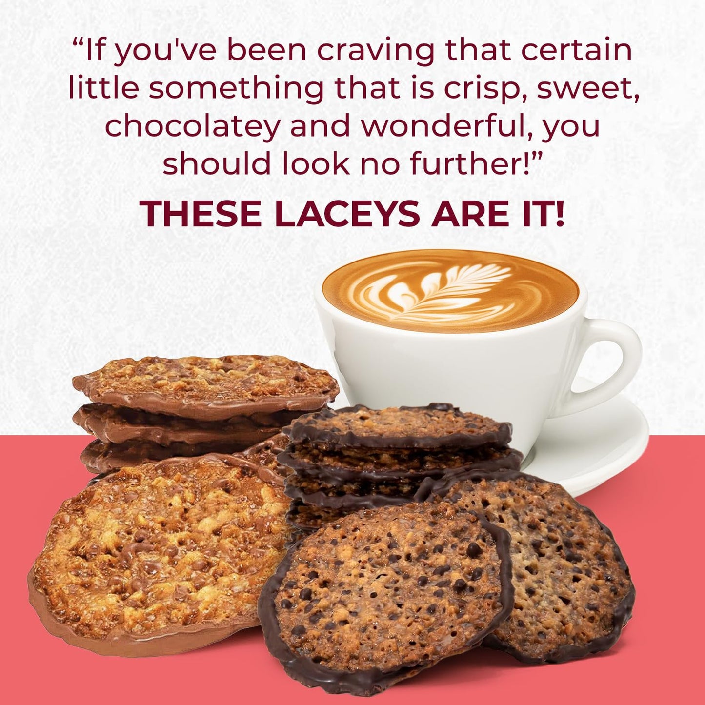 Laceys Gourmet Cookies | Light and Crispy Delicious Cookies | Handcrafted by Desserts On Us (8 Ounce Tub, Macadamia & Milk Chocolate)