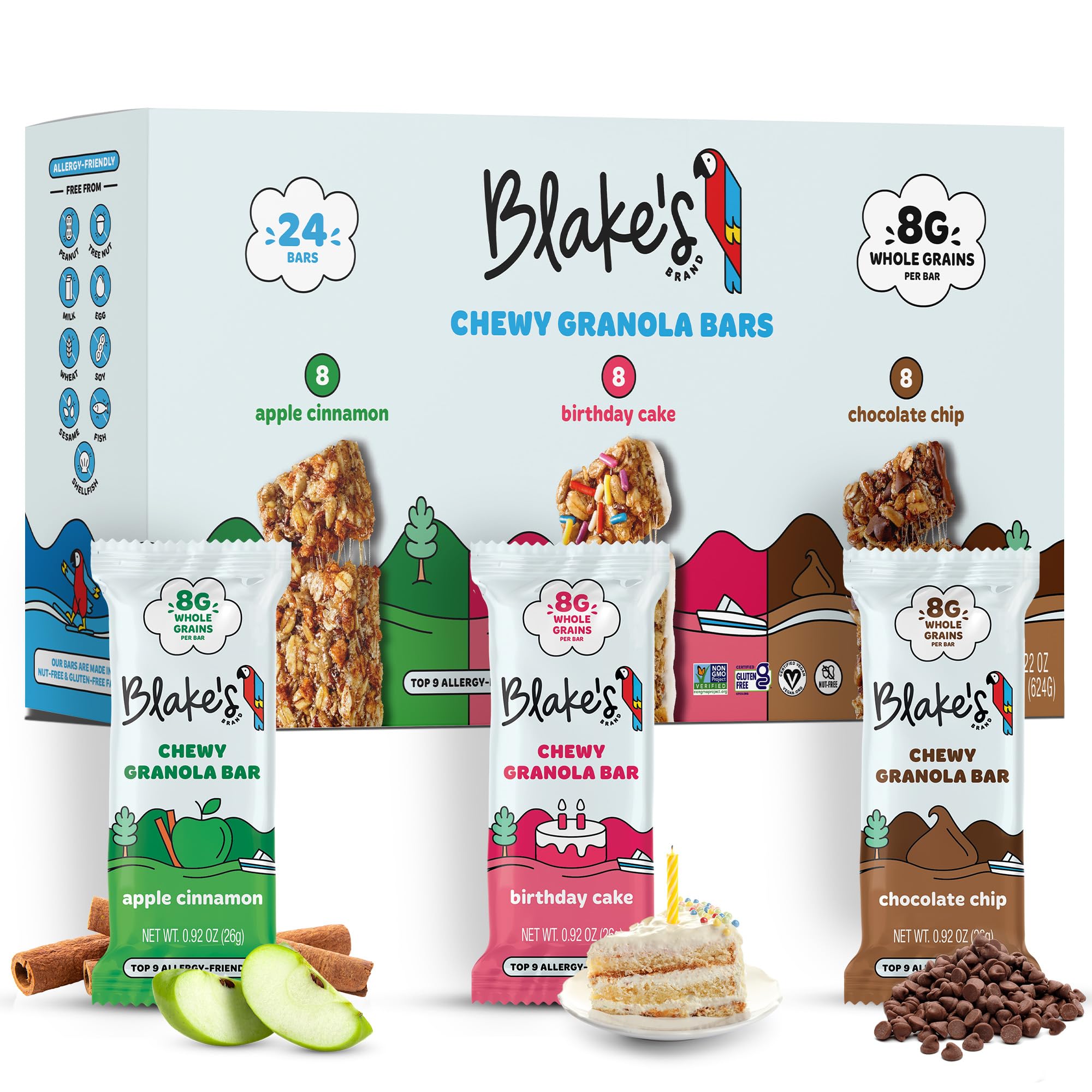 Blake’s Seed Based Chewy Granola Bars - Variety Pack (24 Count), Vegan, Gluten Free, Nut Free & Dairy Free, Healthy Snacks for Kids or Adults, School