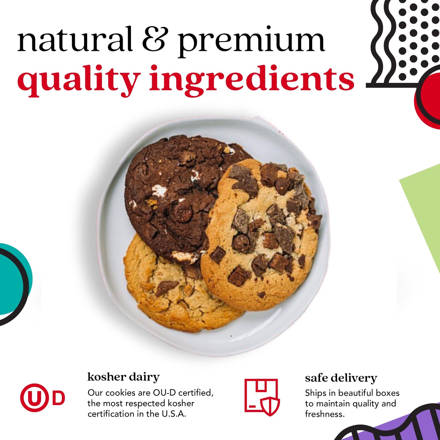 David's Cookies Assorted Fresh Baked Decadent Cookie Gift Tin - 2lb Basket with 8 Jumbo Cookies - Soft and Chewy Bakery-Style Dessert for Birthdays