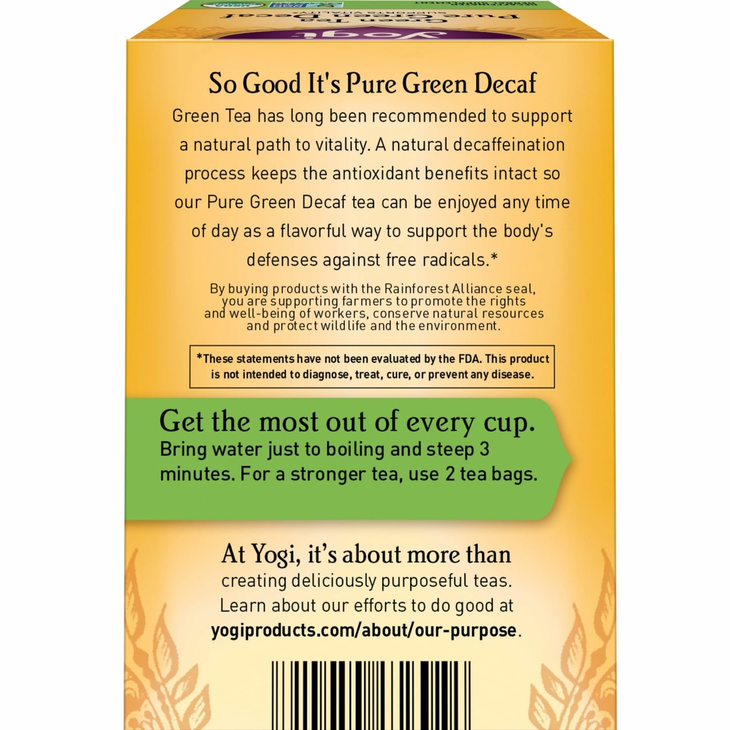 Yogi Tea - Green Tea Pure Green Decaf (6 Pack) - Supports Vitality - 96 Tea Bags