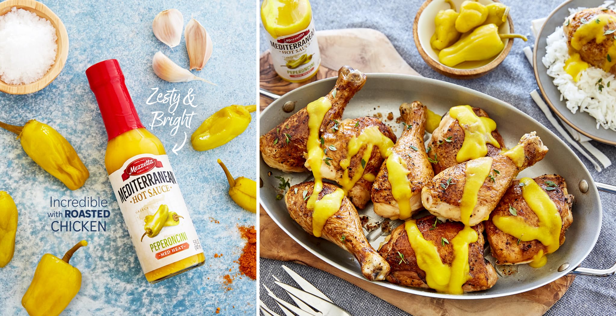 Mezzetta Peperoncini Sauce - Mediterranean Hot Sauce for Chicken, Grilled Veggies, Pizza, Pastas - Medium Heat - Non-GMO & Gluten Free - 5 fl. oz