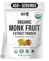Organic Monk Fruit Extract, 5 oz, Pure Monk Fruit Sweetener Organic No Erythritol and Zero Calorie, Sugar Substitute, Powdered Monkfruit Sweetener
