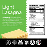 Fiber Gourmet Pasta Light Lasagna Sheets - Low Net Carb Noodles with 24g Fiber, 110 Calories, 18g Net Carbs - Made in Italy, Kosher, Vegan, Non-GMO
