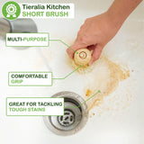 Tieralia Bamboo Dish Brush Gift Set - 5-Piece Kitchen Cleaning Set with Bottle Brush, Round Scrub Brush, Palm Brush & 2 Plant-Based Sponges | Wooden