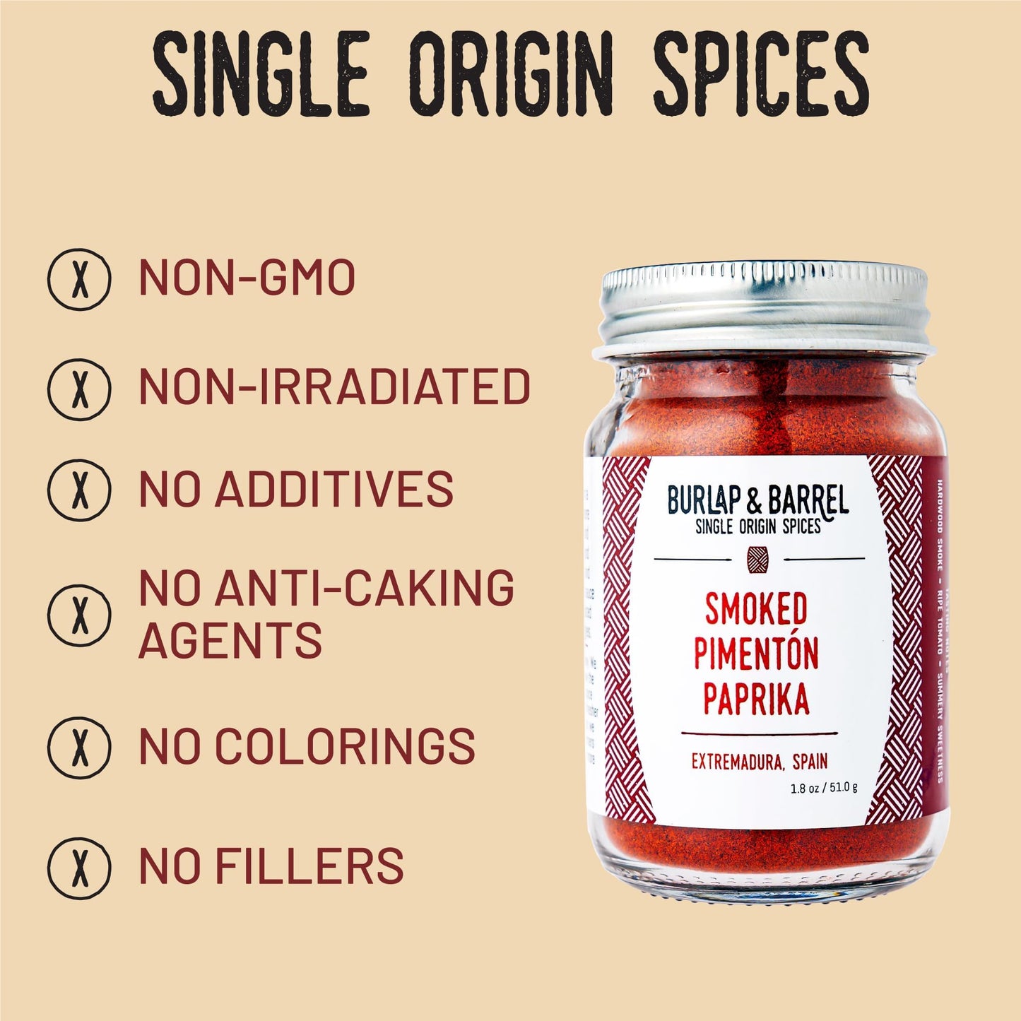 Burlap & Barrel Smoked Pimentón Paprika - Rich, Smoky Flavor with Mild Heat - Smoked Paprika Powder for Cooking - Savory Seasoning - As Seen On Shark