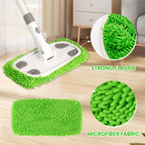 ZHAYAO Reusable Microfiber Floor Mop System, Wet & Dry Sweeper Kit, Includes 1 Sweeper Handle, 3 Washable Chenille Mop Pads, Dry & Wet Use