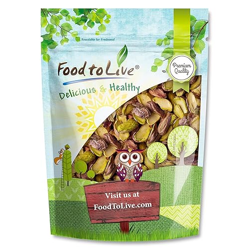 Food to Live Pistachios, Halves and Pieces, Roasted and Salted, 8 Ounces - Crunchy, Delicious, and Nutrient-Rich Snack, High in Protein and Fiber