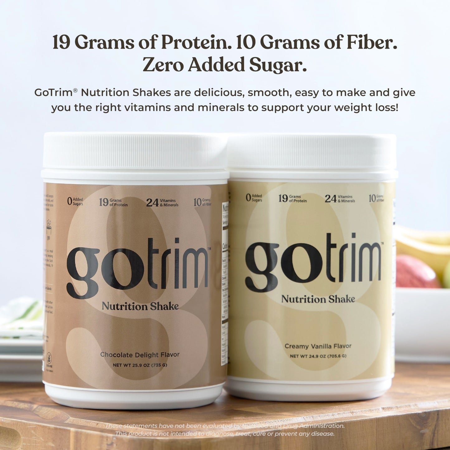 GoTrim Nutrition Shakes - Creamy Vanilla, High Protein, Meal Replacement Shake with 19g Protein & 10g Fiber, Ready to Drink, Gluten-Free, No Added