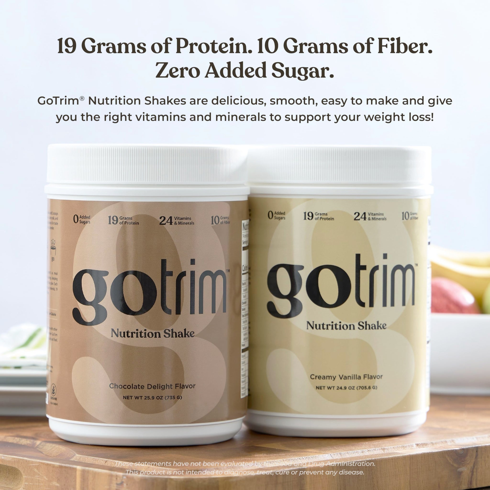 GoTrim Nutrition Shakes - Creamy Vanilla, High Protein, Meal Replacement Shake with 19g Protein & 10g Fiber, Ready to Drink, Gluten-Free, No Added