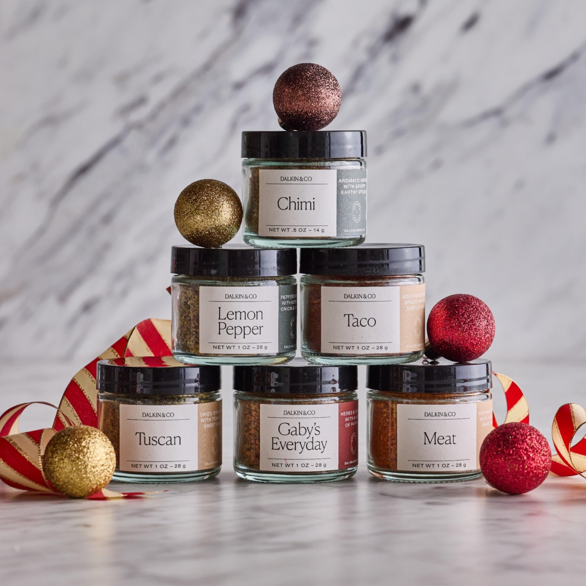 Dalkin & Co Mini Seasoning Discovery Set, 6 Signature Spice Blends for Cooking and Gifting With Tuscan, Chimi, Taco, Meat, Lemon Pepper & Gaby’s
