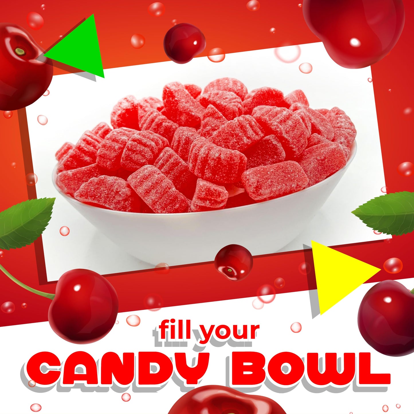 Cherry Slices Candy | 2 Pound Bag | Sugar Dusted Classic Jelly Fruit Slices | Bulk Chewy Candy for Buffets, Party Favors, Events, and Everyday