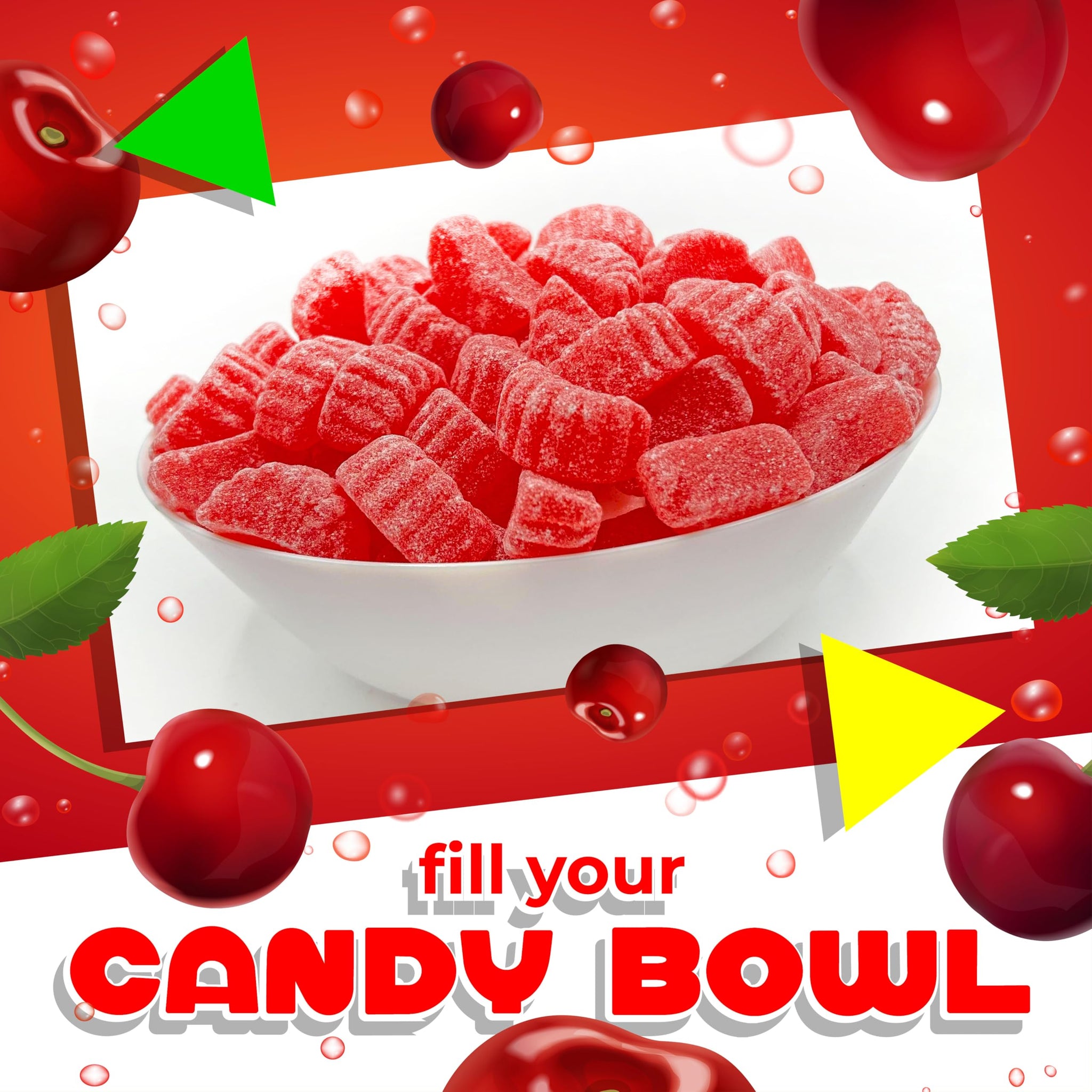 Cherry Slices Candy | 2 Pound Bag | Sugar Dusted Classic Jelly Fruit Slices | Bulk Chewy Candy for Buffets, Party Favors, Events, and Everyday