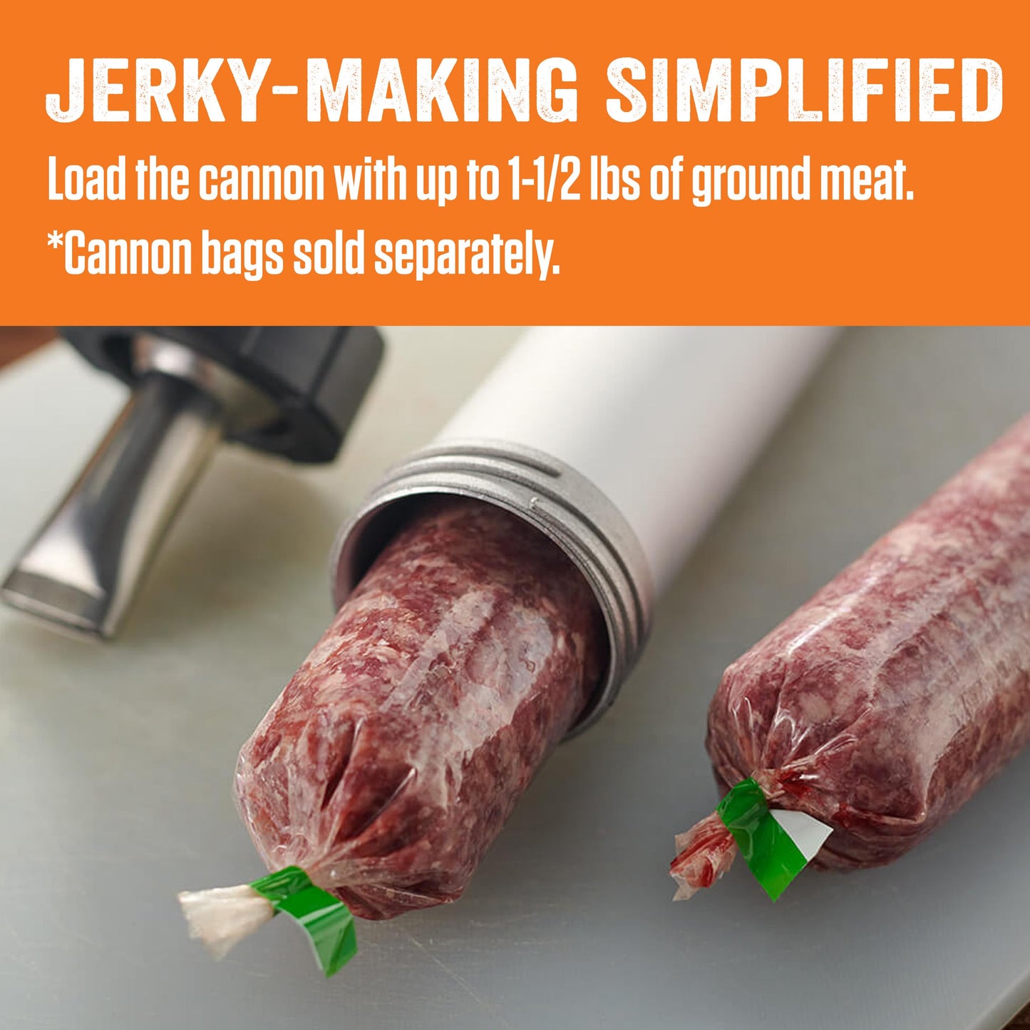 LEM Products Jerky Cannon, Anodized Aluminum Jerky Gun for Beef Snack Sticks, Meat Sticks, Includes Nozzles, Meat Seasonings, Cleaning Brush