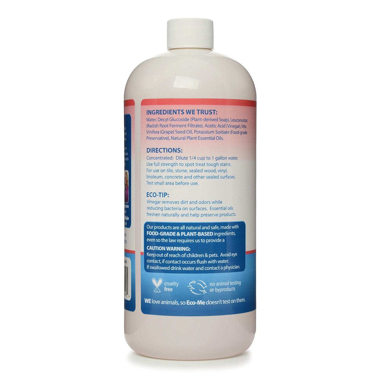 Eco-me Natural, Plant-Based Concentrated Multi-Surface and Floor Cleaner, Clear, 32 Fl.Oz, Citrus Berry