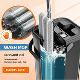 SWIFTIRON Flat Mop and Bucket for Home with Extra Refills, Stainless Steel Mop and Bucket with Wringer, Hands-Free Mop, Wet and Dry Use Mop with Long