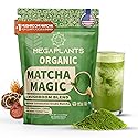 MEGAPLANTS Mushroom Matcha Magic (30 Servings) | Ceremonial Grade Japanese Matcha with Adaptogenic Mushrooms | Clean Energy & Calm Focus - Coffee