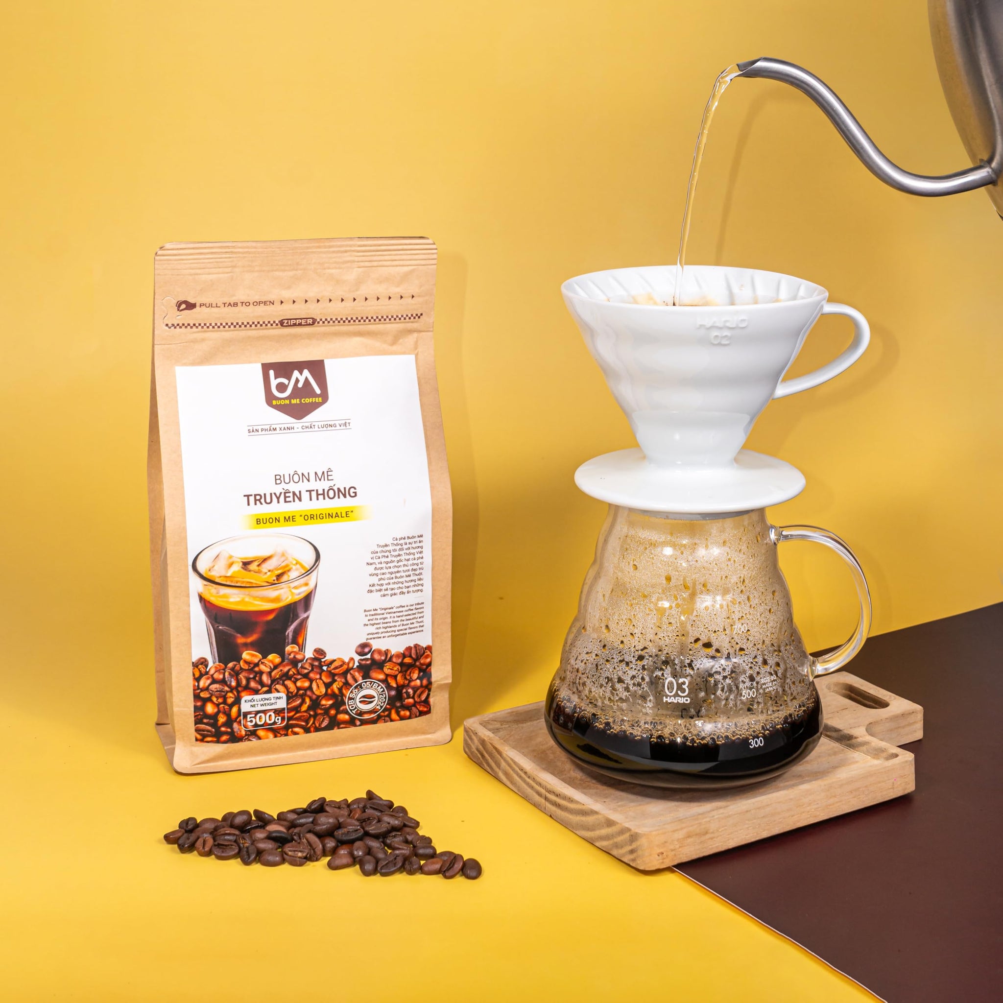 Buon Me Coffee Originalé Whole Bean, 100% Robusta Bean, Medium Roast Vietnamese Coffee, Everyday Strong Brew - 17.6oz Bag