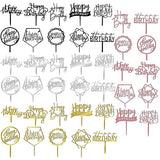 40 PCS Happy Birthday Cake Topper Acrylic Cupcake Topper A Series of Birthday Cake Supplies Decorations 10 Styles 4 Colors