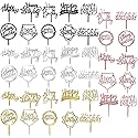 40 PCS Happy Birthday Cake Topper Acrylic Cupcake Topper A Series of Birthday Cake Supplies Decorations 10 Styles 4 Colors