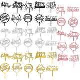40 PCS Happy Birthday Cake Topper Acrylic Cupcake Topper A Series of Birthday Cake Supplies Decorations 10 Styles 4 Colors