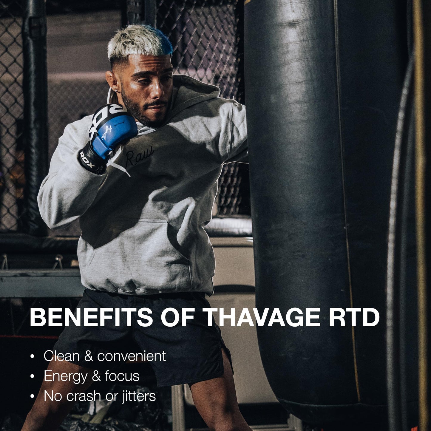 RAW Ready to Drink Pre-Workout Drink - BUM Thavage RTD Preworkout Shakes - Energy Supplement Drinks with Beta Alanine, L-Citrulline & Caffeine - Zero