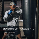 RAW Ready to Drink Pre-Workout Drink - BUM Thavage RTD Preworkout Shakes - Energy Supplement Drinks with Beta Alanine, L-Citrulline & Caffeine - Zero