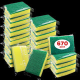 Kheoxusa Individually Wrapped Sponges, 670 Pack Sponges Individually Wrapped for Kitchen Scrub Dish Dishes Dishwashing Cleaning Non Scratch Scrubber