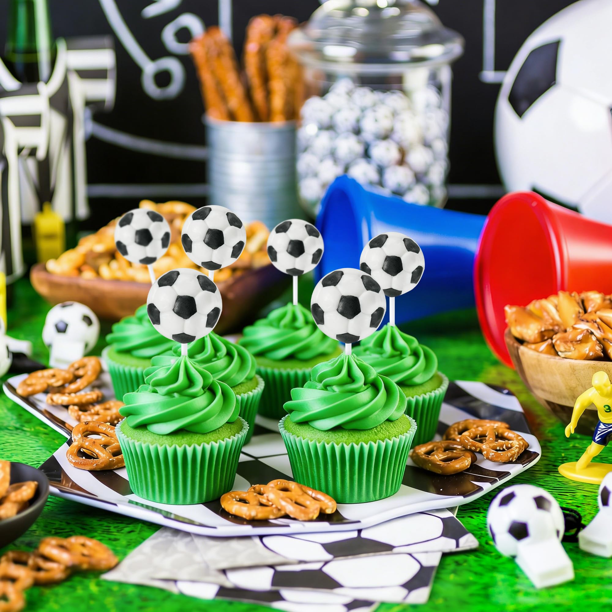 24 Soccer Candy Lollipops, Perfect for Soccer Party Favors, Birthday Goodie Bags, Team Gifts and Sports Themed Party Supplies, Fun Soccer Treats