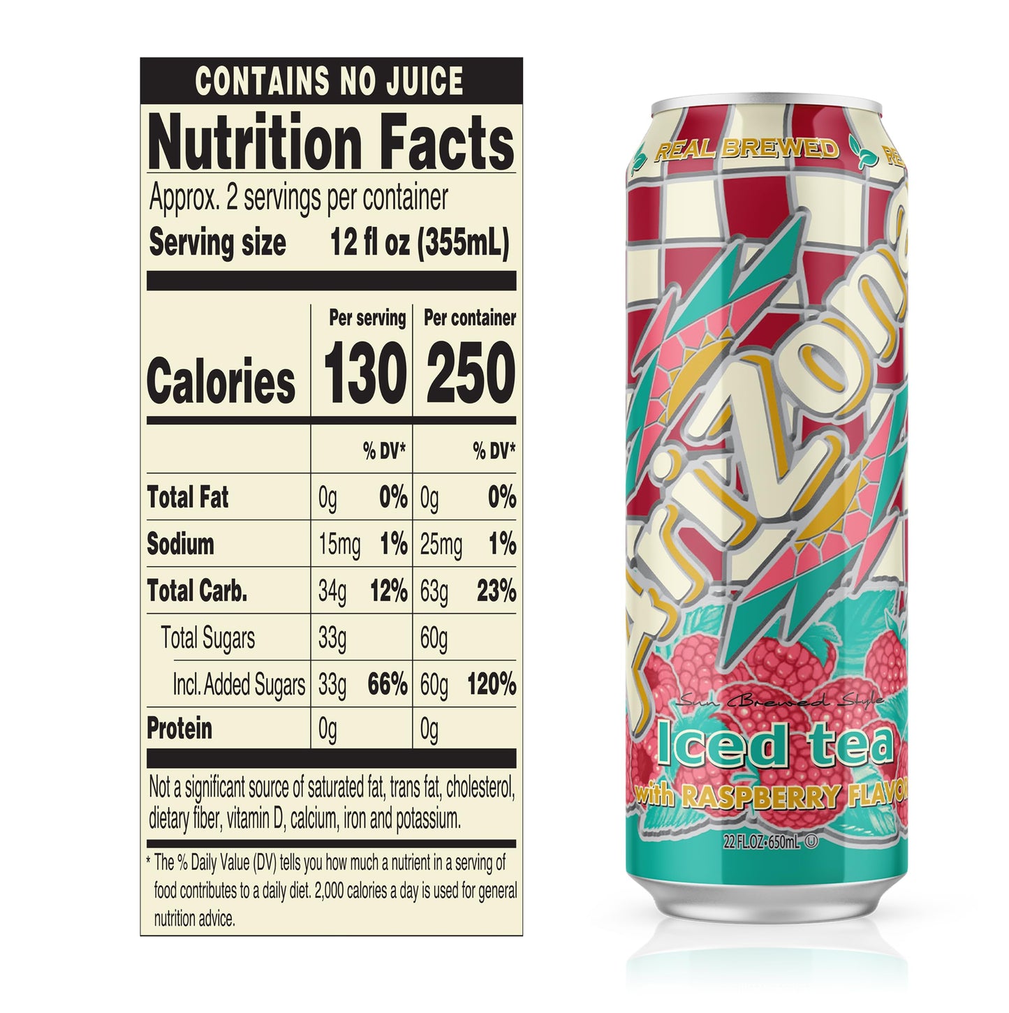 AriZona Raspberry Tea - Big Can, 22 Fl Oz (Pack of 24)