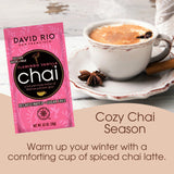 Flamingo Vanilla Decaffeinated Reduced Calorie Chai Tea Latte Mix, 0.63 Oz (Pack of 48), Single Serve Packets, Decaf Black Tea, Organic Spices, Sugar